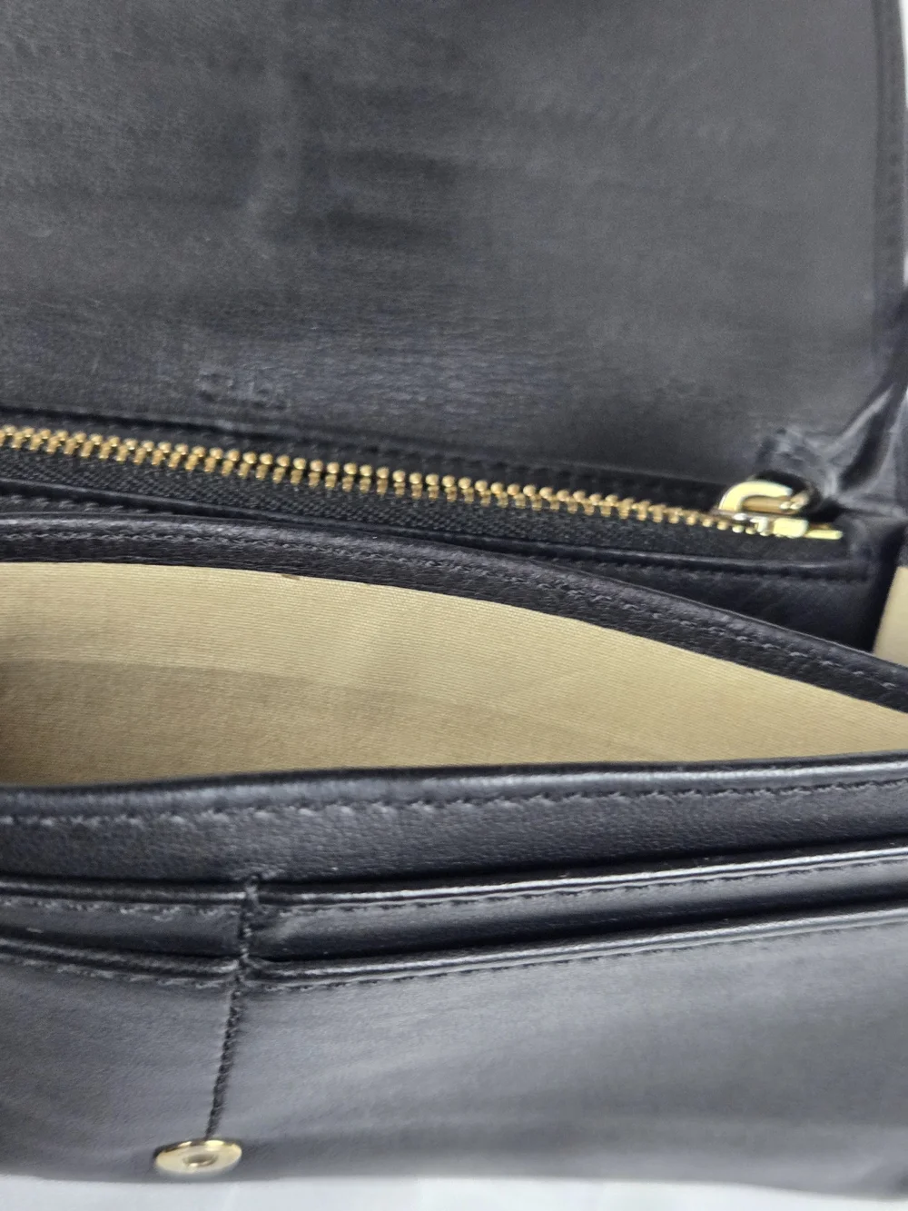 Chloé Black Bow Leather Long Wallet Soft Lambskin Gold Hardware